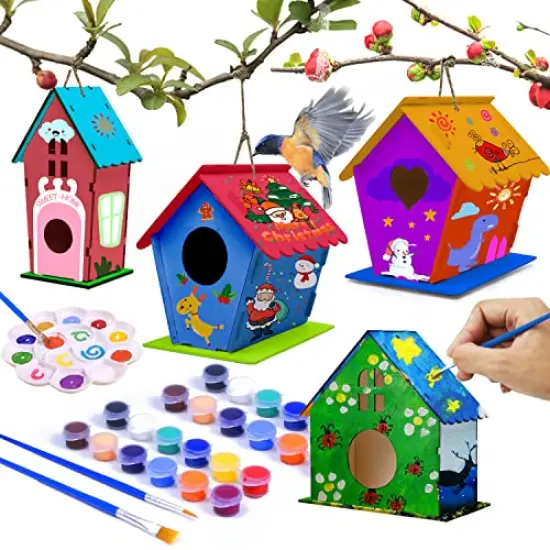 DIY 4 Pack Bird House Crafts for Kids Ages 5-8 8-12, Buildable DIY Birdhouse Kit for Children to Build, 3+ Summer Arts and Craft Projects with Paint, Boy Girl Gift Christmas {2}