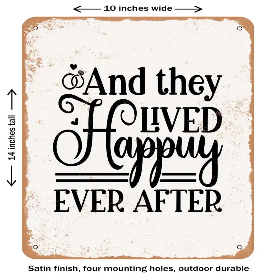 DECORATIVE METAL SIGN - and they Lived Happily Ever After - 2- Vintage Rusty Look {1}