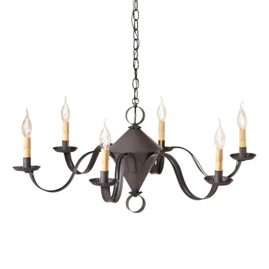 Irvins Country Tinware 6-Arm Public House Chandelier in Kettle Black {1}