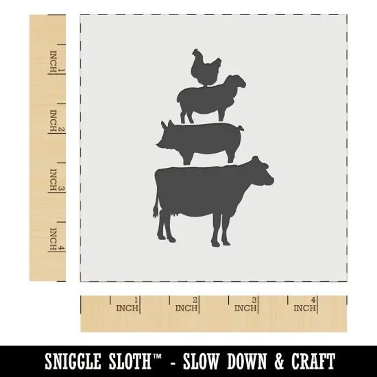 Chicken Sheep Pig Cow Stacked Farm Animals Wall Cookie DIY Craft Reusable Stencil {7}