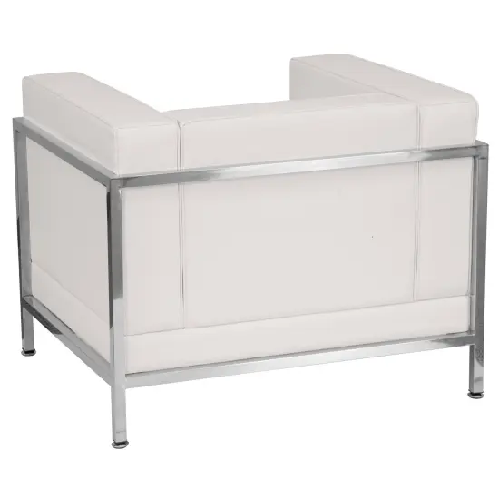 Emma and Oliver Modular Quilted Tufted Seat Reception Chair with Encasing Frame Melrose White {2}