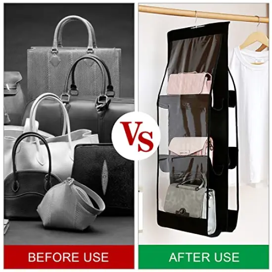 Hanging Handbag Organizer Dust-Proof Storage Holder Bag Wardrobe Closet for Purse Clutch with 6 Larger Pockets ( {3}