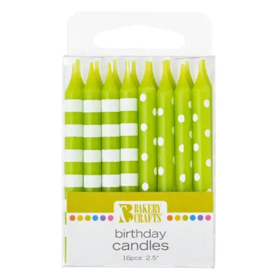 Stripes & Dots Smooth Specialty Candles, 16pc Lime Green {1}