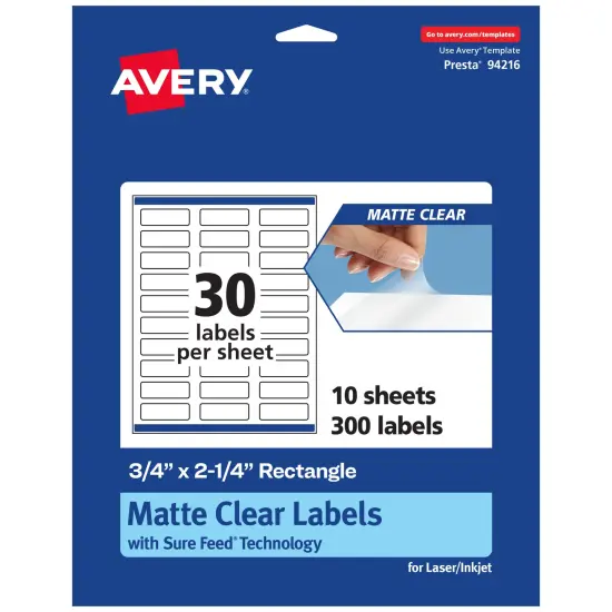 Avery Matte Clear Labels,3/4" x 2-1/4" Rectangle {7}