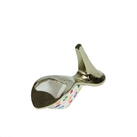 Wild Eye 5" White and Multi-color Monogrammed High Heel Stainless Steel Bottle Opener {3}