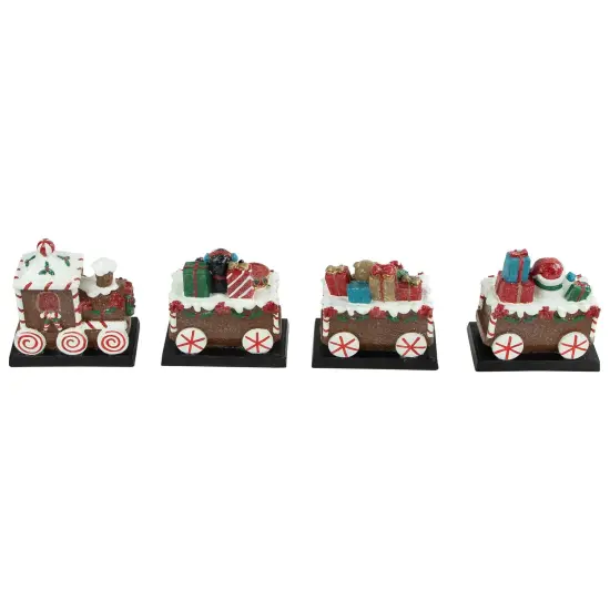Northlight Set of 4 Gingerbread Train Christmas Stocking Holders 4.75" Brown {5}