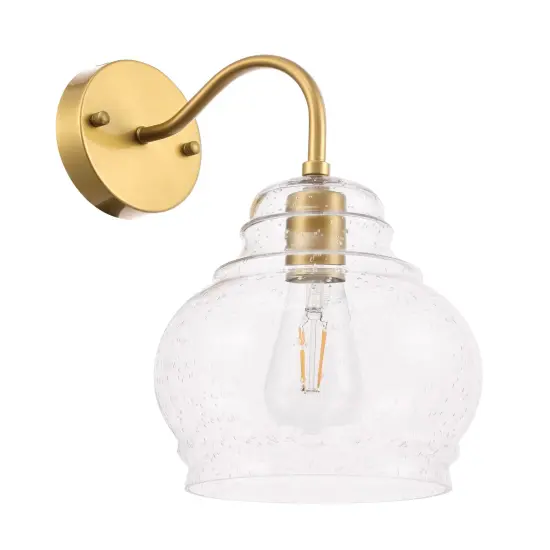 Pierce 1 light Brass and Clear seeded glass wall sconce {5}