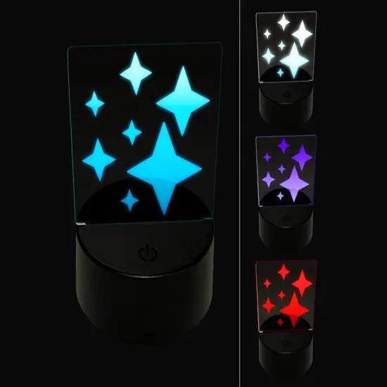 Twinkling Stars Glitter Shimmer 3D Illusion LED Night Light Sign Nightstand Desk Lamp {1}