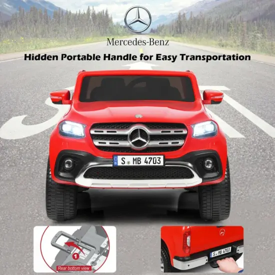 12V 2-Seater Kids Ride On Car Licensed Mercedes Benz X Class RC with Trunk Red {5}