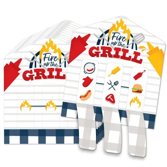 Big Dot of Happiness Fire Up the Grill - Summer BBQ Picnic Party Game Pickle Cards - Pull Tabs 3-in-a-Row - Set of 12 {1}