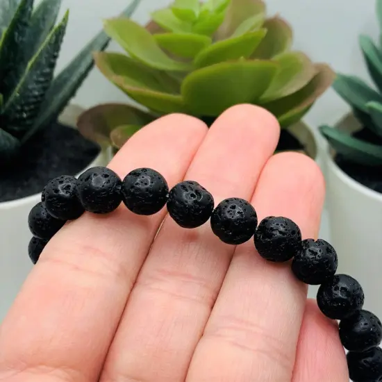 47 Pieces: 6 mm Black Lava Stone Diffuser Beads {3}
