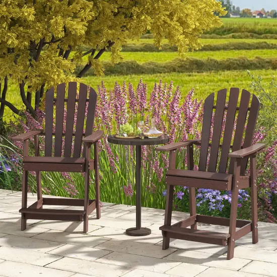 Hdpe Patio Chair With Armrest And Footrest For Indoor Outdoor Brown {1}