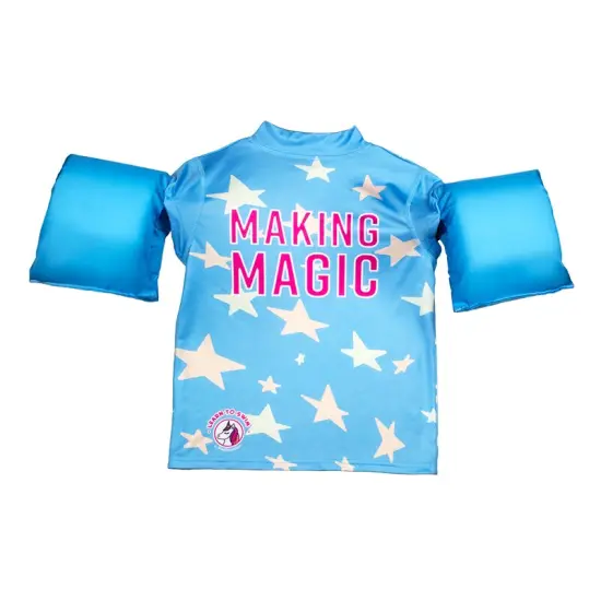 Swim Central 18-Inch Turquoise Girls Swim Shirt "Making Magic" Floaties With a Unicorn Blue {3}
