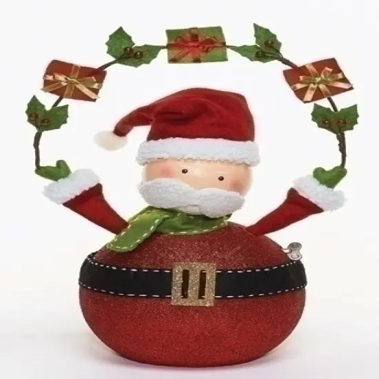 Roman 13" Red and Green Animated Santa Claus with Gifts Christmas Figurine {1}