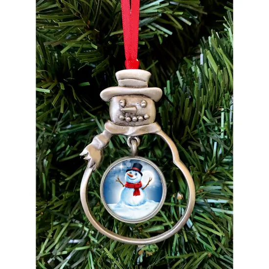 Snow Man Ornament With Colorized Quarter Snowman Coin {2}