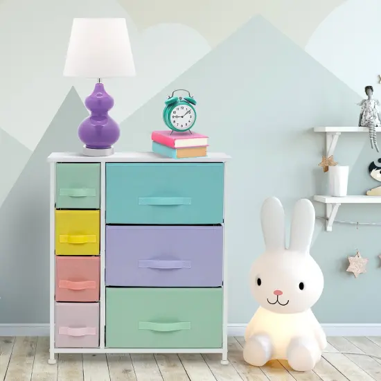 Sorbus Dresser with Drawers - Furniture Storage Tower Unit for Bedroom, Hallway, Closet, Office Organization - Steel Frame, Wood Top, Easy Pull Fabric Bins Pastel {2}