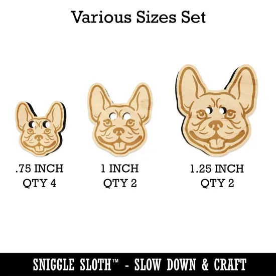 Frenchie French Bulldog Dog Head Wood Buttons for Sewing Knitting Crochet DIY Craft {1}