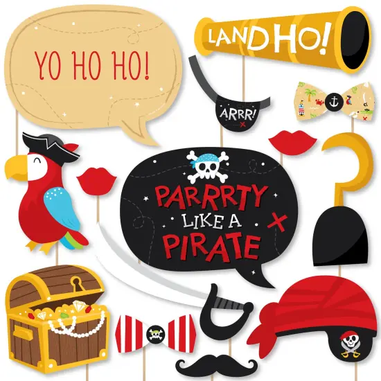 Big Dot of Happiness Pirate Ship Adventures - Skull Birthday Party Photo Booth Props Kit - 20 Count {1}