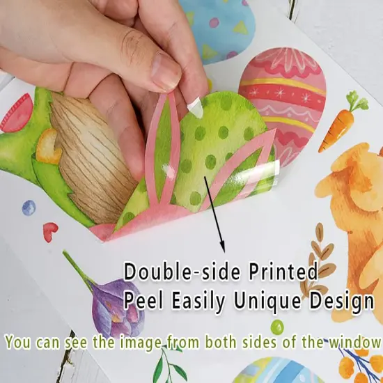 Easter Decorations Window Clings Decals Decor, 9 Sheets Large Easter Eggs Flowers Bunny Party Supplies Gifts, Double Sided Spring Window Clings Decorations for Kids School Home Office {2}