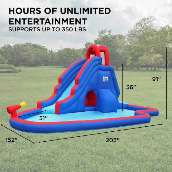 Sunny & Fun Inflatable Kids Backyard Water Slide Park with Splash Pool {2}