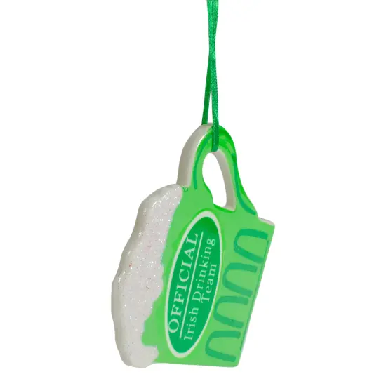 Kurt Adler 4" Luck of the Irish Official Drinking Team Beer Mug Christmas Ornament Green {4}
