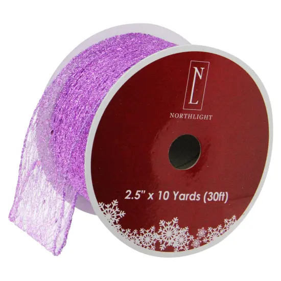 Northlight Pack of 12 Purple Glittering Christmas Wired Craft Ribbons 2.5" x 120 Yards {1}