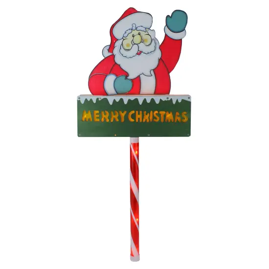 Northlight 28" Lighted Santa Claus 'Merry Christmas' Lawn Stake - Clear Lights Red {1}