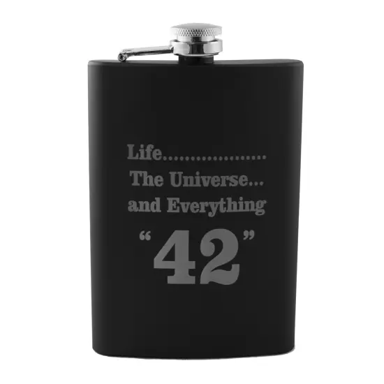 8oz BLACK 42 Flask {1}