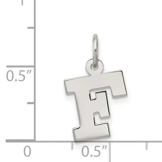 Sterling Silver Small Block Initial Letter F Charm Jewerly 16mm x 10mm {5}