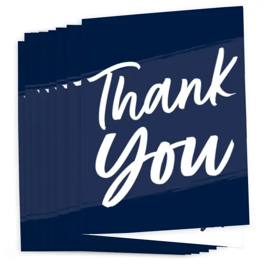 Big Dot of Happiness Navy Blue Elegantly Simple - Guest Party Favors Thank You Cards (8 count) {3}