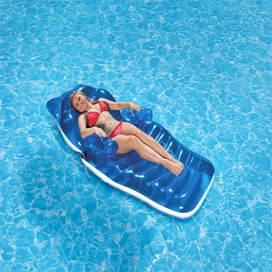 Swim Central 80" Inflatable Transparent Blue Adjustable Swimming Pool Lounger {4}