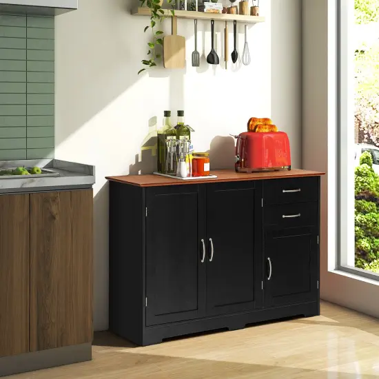 Buffet Storage Cabinet Kitchen Sideboard with 2 Drawers Black {2}