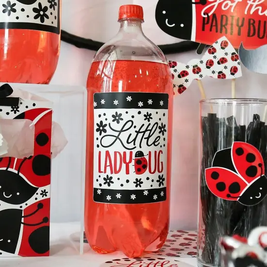 Big Dot of Happiness Happy Little Ladybug - Baby Shower or Birthday Party Decorations for Women and Men - Wine Bottle Label Stickers - Set of 4 {3}