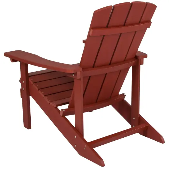 Emma and Oliver 4 Pack Outdoor All-Weather Poly Resin Wood Adirondack Chairs Red {4}