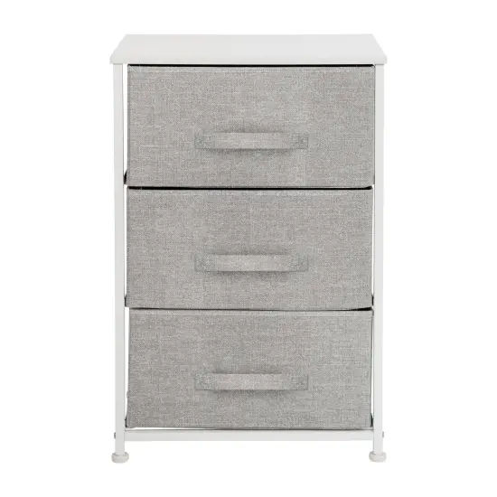 Emma and Oliver 3 Drawer Vertical Storage Dresser with Wood Top & Fabric Pull Drawers Black/Gray {8}