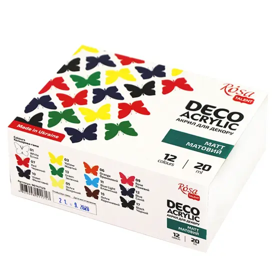 Mat Acrylic paint for decor set, 12*20ml ROSA TALENT {1}