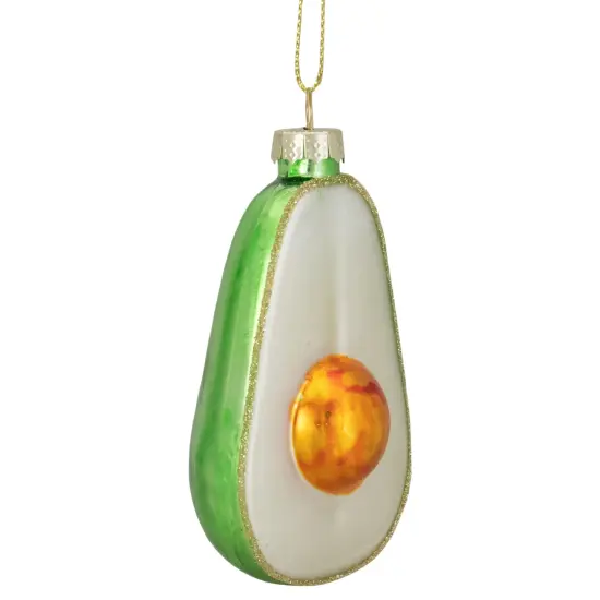 Northlight 3.5" Green and White Avocado Glass Christmas Ornament {1}