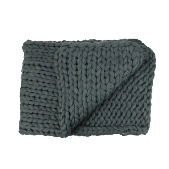 Northlight Smokey Gray Cable Knit Plush Throw Blanket 50" x 60" {1}