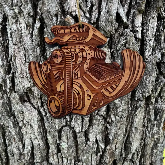 Hot Rod Engine - Cedar Ornament {2}