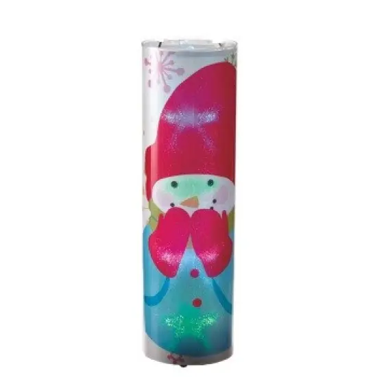 Midwest 24" Pink and Blue Bashful Snowman LED Color Changing Light Christmas Lantern {1}