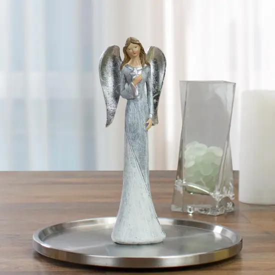 Northlight Angel Figure Holding a Star - 6.5" - Silver Gray {3}