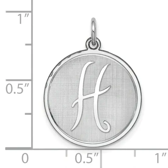 Sterling Silver Brocaded Initial Capital H Charm Jewerly 27mm x 20mm {5}