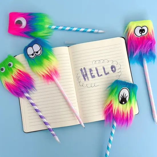 Wrapables Fluffy Rainbow Monster Pens (Set of 5) {3}