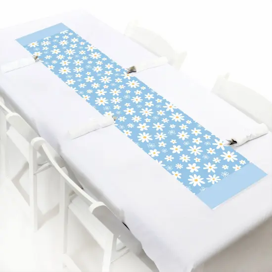 Big Dot of Happiness Blue Daisy Flowers - Petite Floral Party Paper Table Runner - 12 x 60 inches {1}