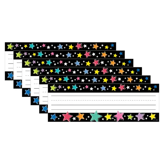 Star Bright Colorful Stars on Black Name Plates, 36 Per Pack, 6 Packs {1}