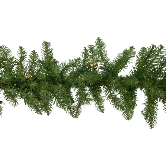 Northlight Pre-Lit Rockwood Pine Artificial Christmas Garland - 9' x 10" - Clear Lights Green {4}