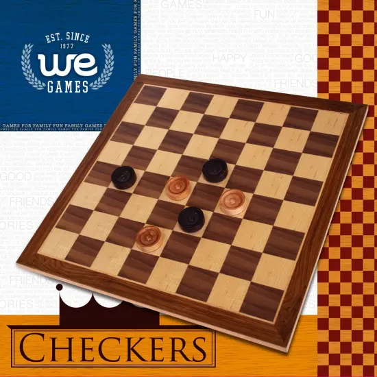 WE Games Old School Brown and Natural Wooden Checkers Set -11.75 in. {2}