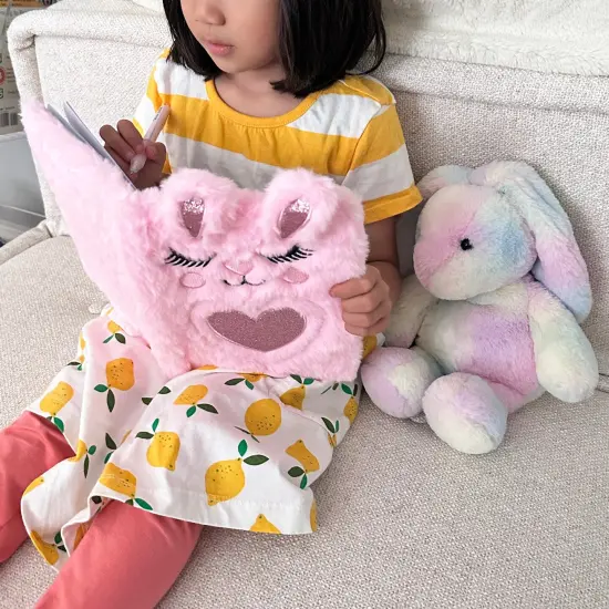 Wrapables Plush Journal, A5 Lined Notebook Diary for Writing and Drawing Bunny Ears {5}