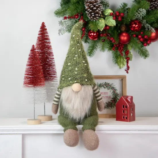 Northlight Sitting Christmas Gnome Decoration - 20.5" - Olive Green {3}