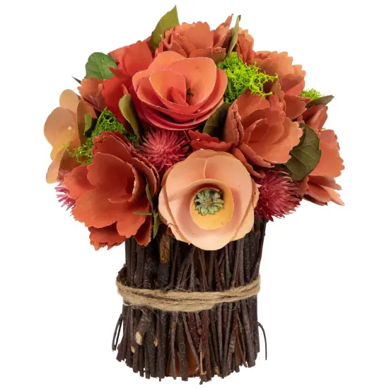 Northlight Artificial Mixed Floral Wooden Spring Bouquet - 9" - Red and Pink {1}